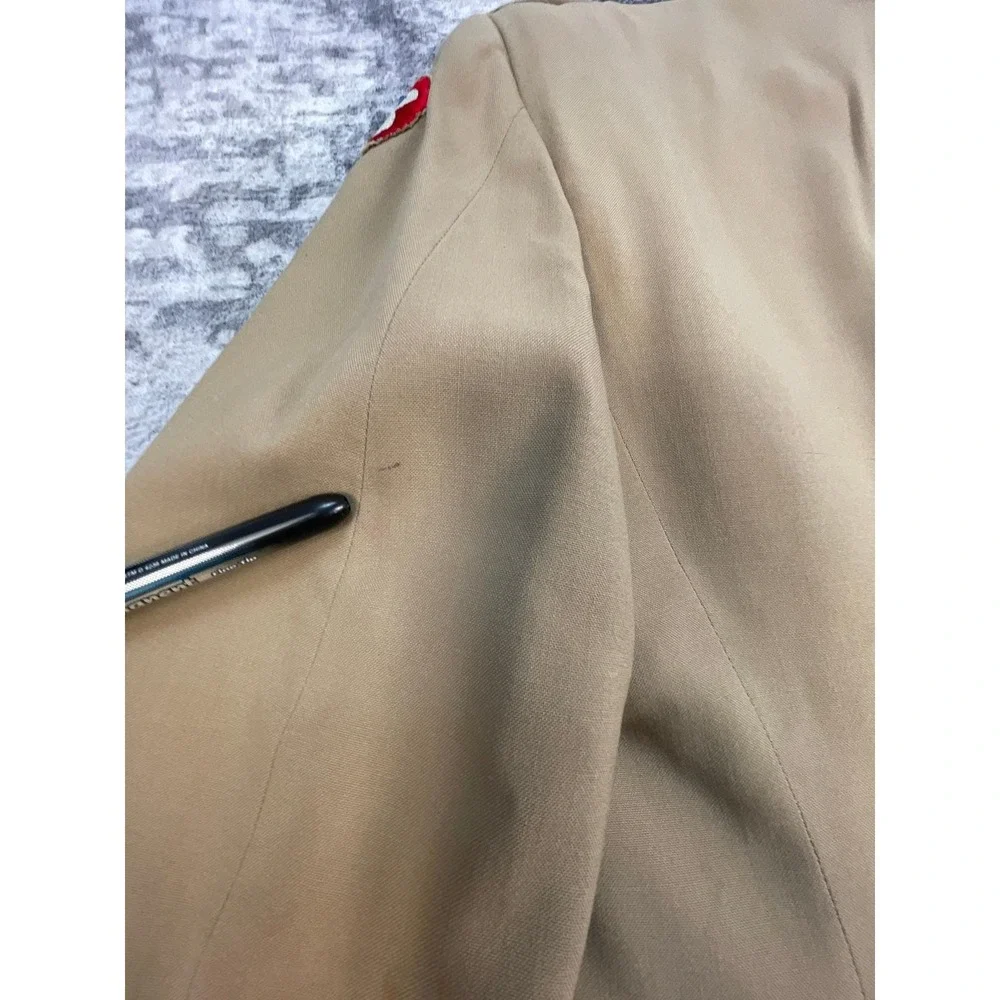 Vtg Carey Military Officer Jacket Mens 36R Buff‎ Cream Darcon Blend Dress Corps